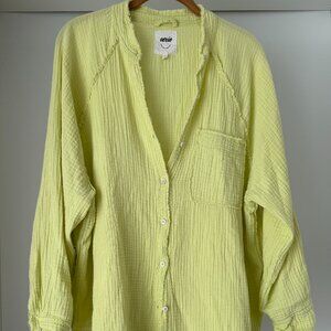 Aerie Oversized Coverup Shirt – Lime Green Cotton Gauze Button Down